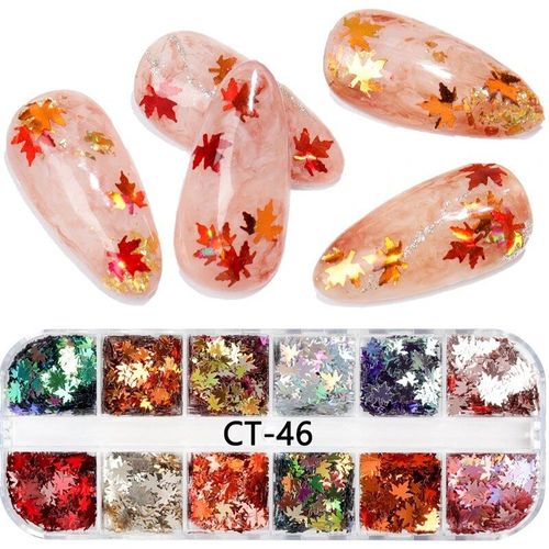 Ensemble De Décalcomanies À Paillettes Acryliques Pour Faux Ongles N64.Tips,Décoration De Beauté,Outils De Manucure,Souris,12 Couleurs - Type Ct46