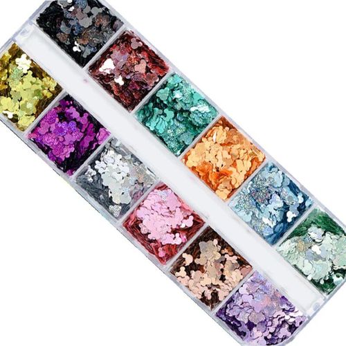 Ensemble De Décalcomanies À Paillettes Acryliques Pour Faux Ongles N64.Tips,Décoration De Beauté,Outils De Manucure,Souris,12 Couleurs - Type Ct54