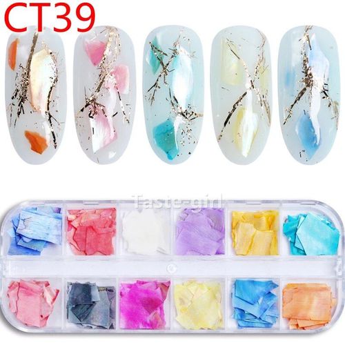 Ensemble De Décalcomanies À Paillettes Acryliques Pour Faux Ongles N64.Tips,Décoration De Beauté,Outils De Manucure,Souris,12 Couleurs - Type Ct39