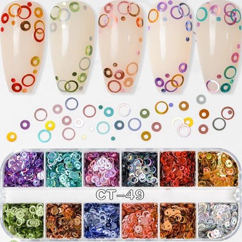 Ensemble De Décalcomanies À Paillettes Acryliques Pour Faux Ongles N64.Tips,Décoration De Beauté,Outils De Manucure,Souris,12 Couleurs - Type Ct49