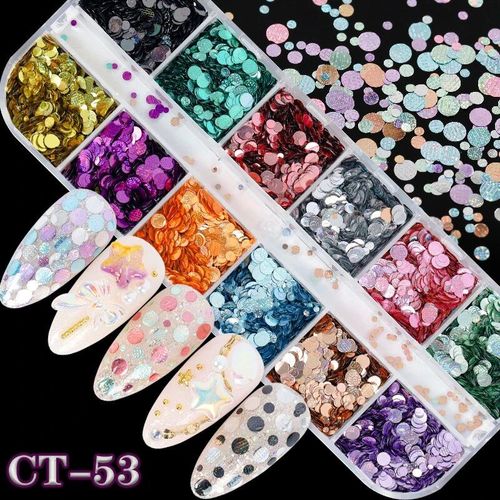 Ensemble De Décalcomanies À Paillettes Acryliques Pour Faux Ongles N64.Tips,Décoration De Beauté,Outils De Manucure,Souris,12 Couleurs - Type Ct53