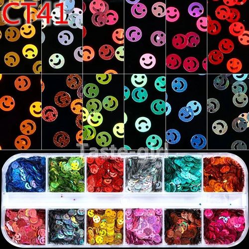 Ensemble De Décalcomanies À Paillettes Acryliques Pour Faux Ongles N64.Tips,Décoration De Beauté,Outils De Manucure,Souris,12 Couleurs - Type Ct41