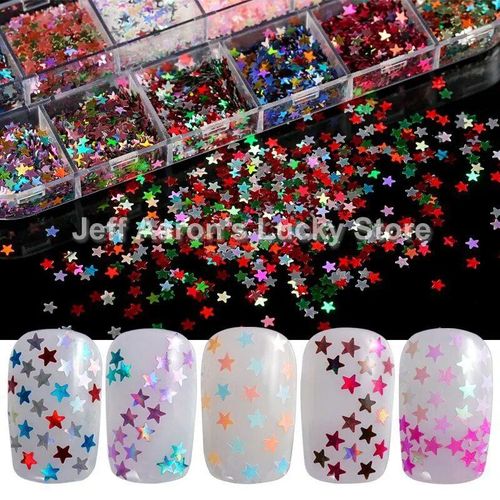 Ensemble De Décalcomanies À Paillettes Acryliques Pour Faux Ongles N64.Tips,Décoration De Beauté,Outils De Manucure,Souris,12 Couleurs - Type Ct24