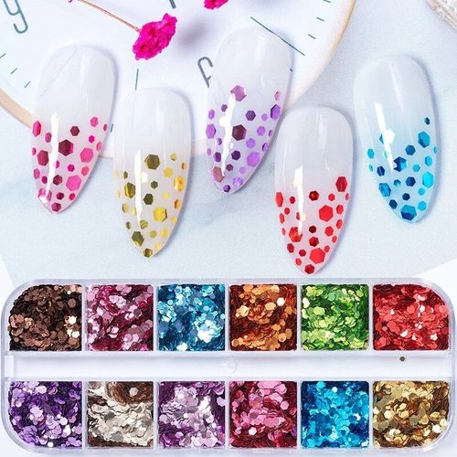 Ensemble De Décalcomanies À Paillettes Acryliques Pour Faux Ongles N64.Tips,Décoration De Beauté,Outils De Manucure,Souris,12 Couleurs - Type Ct42