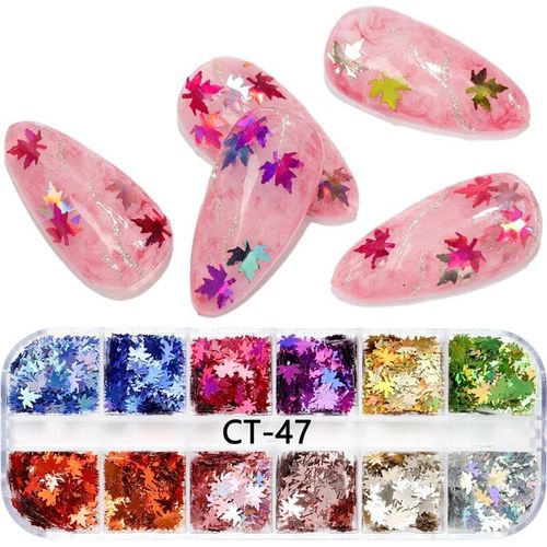 Ensemble De Décalcomanies À Paillettes Acryliques Pour Faux Ongles N64.Tips,Décoration De Beauté,Outils De Manucure,Souris,12 Couleurs - Type Ct47