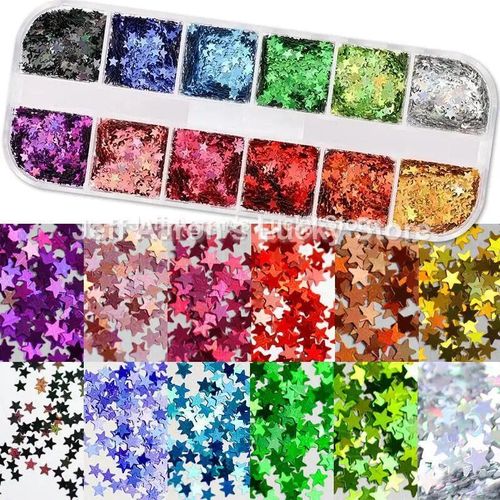 Ensemble De Décalcomanies À Paillettes Acryliques Pour Faux Ongles N64.Tips,Décoration De Beauté,Outils De Manucure,Souris,12 Couleurs - Type Ct14