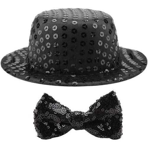 Noir Sequin Chapeau Pour Chiens Chats Anniversaire À La Mode Fête Animaux Noeud Papillon Ensemble Fournitures