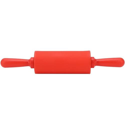 Rouleau À Pâtisserie En Silicone, Anti-Adhésif, Pour Pâtisserie Et Pâte À Rouler, Avec Manche En Bois, Pour La Maison, La Cuisine, Les Enfants, Les Gâteaux De 23 Cm (Rouge)