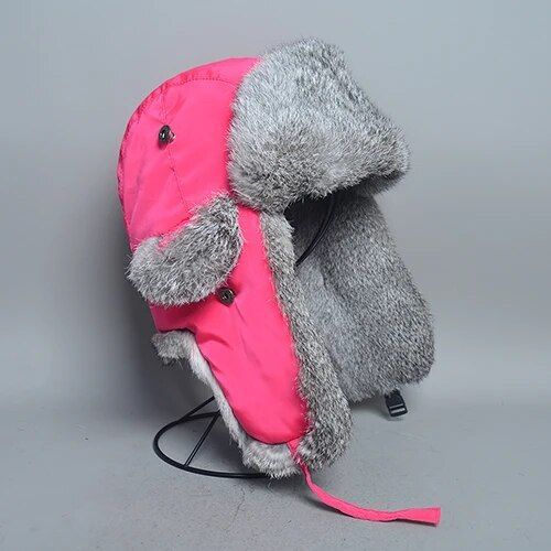 Optique-Chapeau De Bombardier Chaud Pour Homme,Véritable Fourrure De Lapin,Oreillette,Extérieur,Casquette Russe,Mâle,Grande Taille,Hiver,Chapeaux De Ski