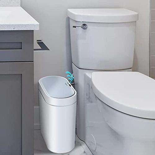 couleur blanc taille 9L Poubelle intelligente et étroite pour salle de bain, poubelle électronique et automatique, 9l, étanche, Se