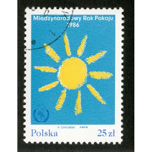 Timbre Oblitéré Polska, Miedzynarodowy Rok Pokoju 1986, Chylinski, 25 Zl
