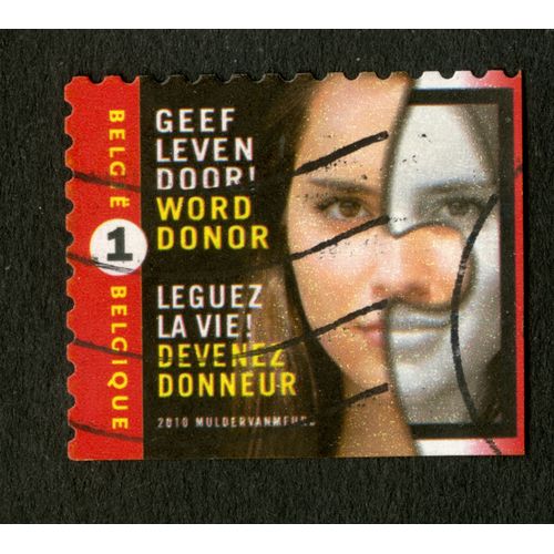 Timbre Oblitéré Belgie, Belgique, Leguez La Vie, Devenez Donneur, 2010, 1