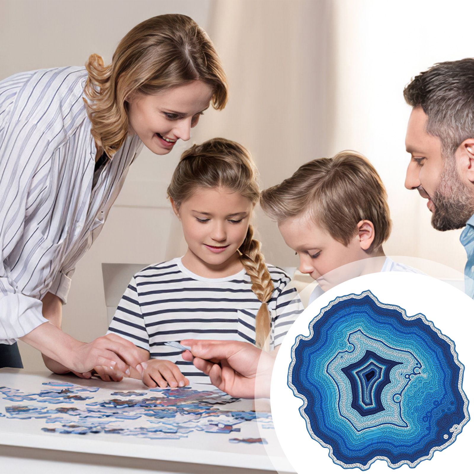 Puzzle En Agate Bleue De Forme Irrgulire, Jouets ducatifs... - 2