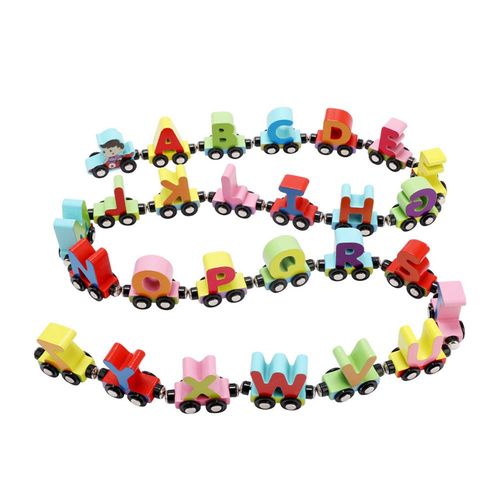 Jeu De 26 Lettres Anglaises Pour Enfants, Petit Train En Bois, Alphabet Magnétique, Puzzle, Lettres Cognitives, Voiture, Éducation Précoce, Jeu De Mots