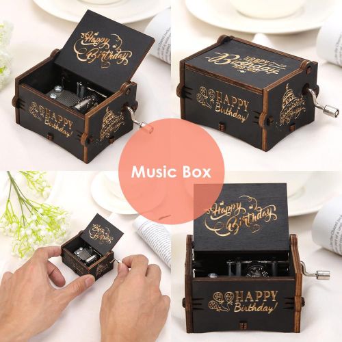 Boîte À Musique En Bois Noir Rétro Vintage Avec Manivelle, Décor Artisanal, Pour La Maison, Cadeau D'anniversaire