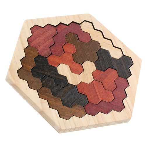 Puzzle Hexagonal En Bois Pour Enfants Et Adultes, Tangram En Forme De Nid D'abeille, Jouets De Géométrie, Jeu De Logique Iq