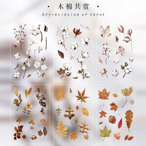 Paquet D'autocollants En Pvc Transparent, 6 Feuilles D'autocollants Imperméables En Forme De Marguerites, De Tournesols, De Feuilles Vertes, Pour Scrapbooking, Agenda Album