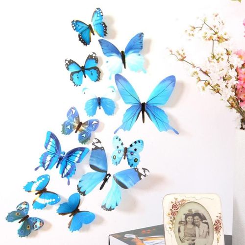 Autocollant Papillon Multicolore En Simulation 3d, Étiquette Murale En Trois Dimensions, Décoration Pour Chambre D'enfants, Cuisine, Maison, Diy Bricolage, 12 Pièces/Ensemble