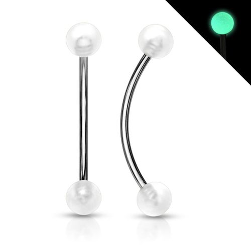 Piercing Incurvé Langue Snake Eye Acier Chirurgical Inoxydable Anti Allergique Barbell Carla Blanc
