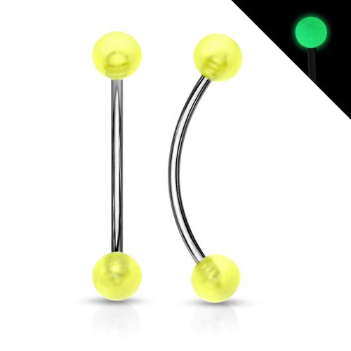 Piercing Incurvé Langue Snake Eye Acier Chirurgical Inoxydable Anti Allergique Barbell Carla Jaune