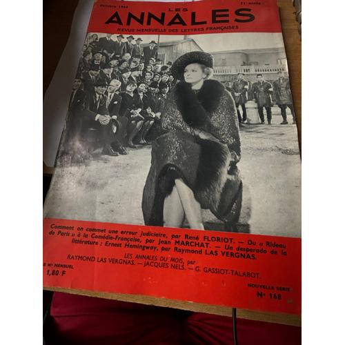 Les Annales Revue Mensuelle Des Lettres Françaises Octobre 1964 Nouvelle Série N°168.