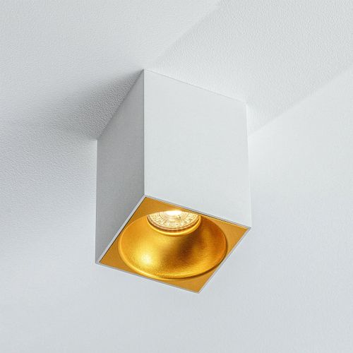 Projecteur Simple Carré Blanc Cgc Sandra Avec Réflecteur Doré