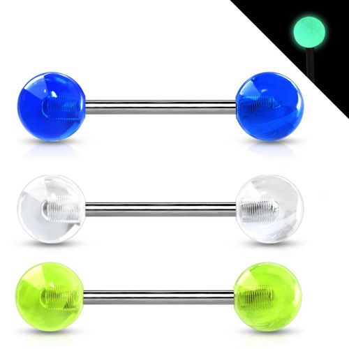 Lot 3 Piercings Langue Virgile Filetage Interne Titane Inoxydable Anti Allergique Barbell Fluo Phospho