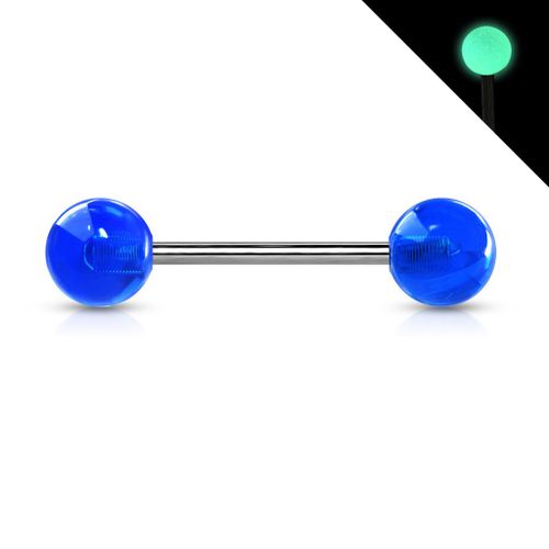 Piercing Langue Filetage Interne Titane Inoxydable Anti Allergique Barbell Fluo Phospho Virgile Bleu