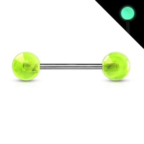 Piercing Langue Filetage Interne Titane Inoxydable Anti Allergique Barbell Fluo Phospho Virgile Jaune
