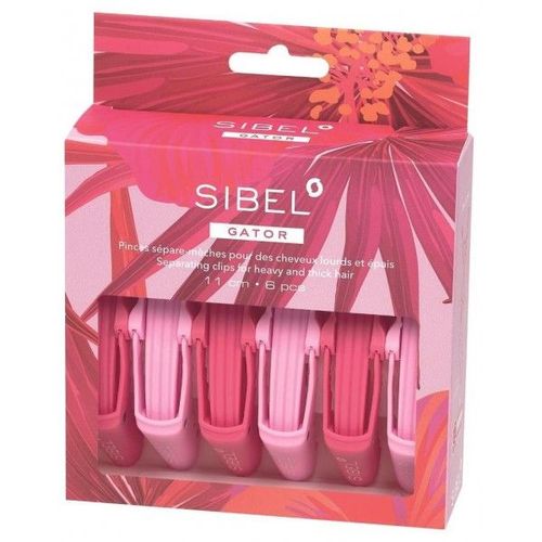 Pinces Séparation Cheveux Croco Hibiscus Rose Sibel 3 Pinces 