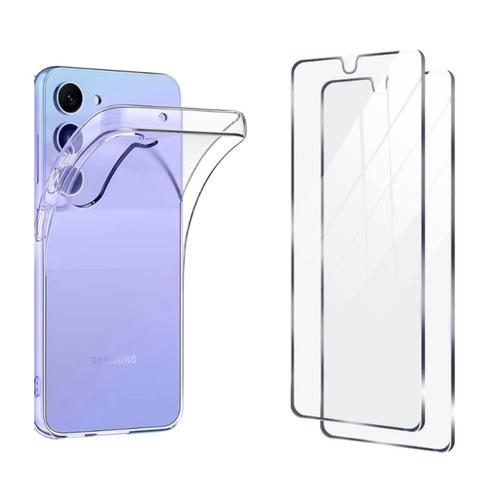 Coque Samsung Galaxy A34 5g Coque Transparente + 2 Verres Trempés Lot De 2 Films De Protection Écran