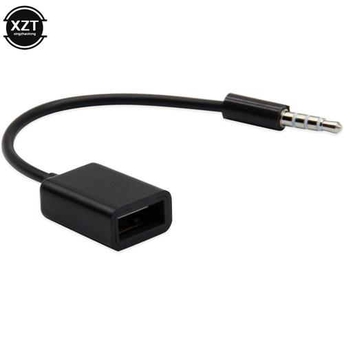 Câble de convertisseur prise Audio auxiliaire mâle vers USB 3.5 femelle,  câble de 2.0mm pour voiture MP3