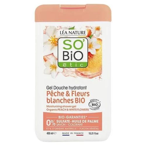 So Bio Etic - Gel Douche Hydratant¹, Pêche Et Fleurs Blanches Bio 450 Ml 
