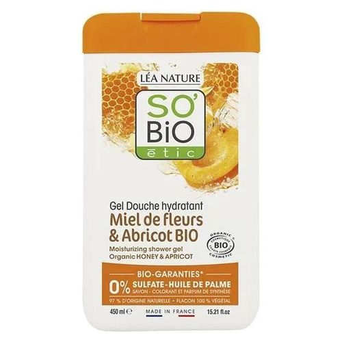 So'bio Étic Douche Gel Hydratant Miel De Fleurs Et Abricot Bio 450ml 