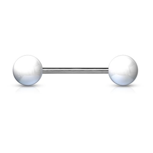 Piercings Langue Filetage Externe Titane Inoxydable Anti Allergique Barbell Lubin Blanc