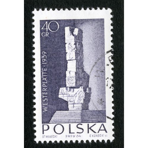 Timbre Oblitéré Polska, Westerplatte 1939, Malecki, Konecki, 1964, 40 Gr