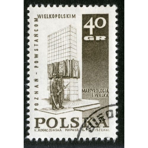 Timbre Oblitéré Polska, Poznan Powstancom Wielkopolskim, Martyrologia I Walka, Rogaczewska, Tirdiszek, 1968, 40 Gr