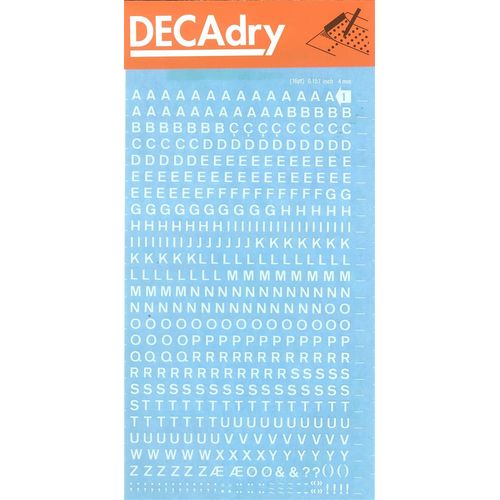 Decadry Lettres Transferts (1 Feuille) Ddb1f 4 Mm Blanc