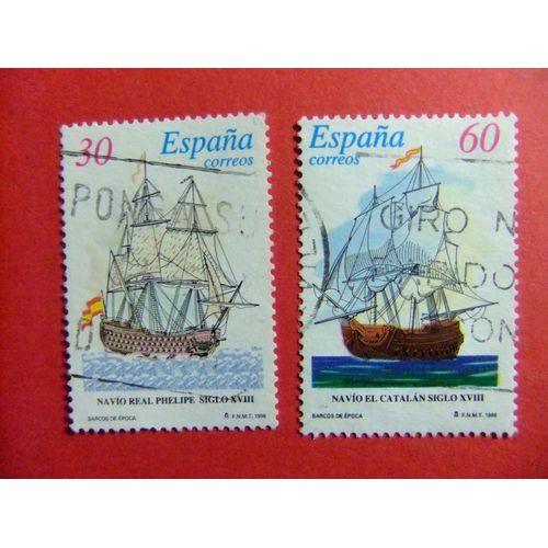31 Espagne 1996 / Vieux Galleons / Edifil 3415 / 3416 Fu Yvert 2998 / 2999 Fu