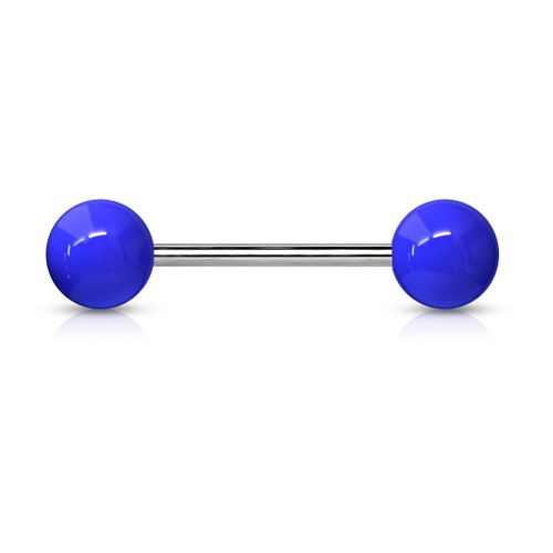 Piercings Langue Filetage Externe Titane Inoxydable Anti Allergique Barbell Lubin Bleu