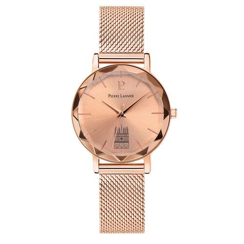 Montre Femme Coeur Battant Doré-Rose Cadran Doré Rose Bracelet Acier Milanais Doré-Rose 14 Mm