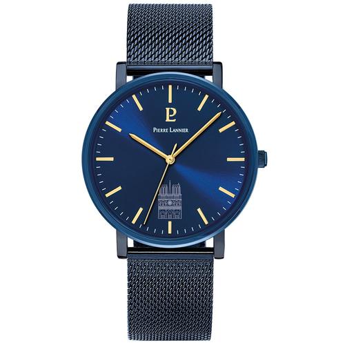 Montre Homme Coeur Battant Bleu Cadran Bleu Bracelet Acier Milanais Bleu 20 Mm