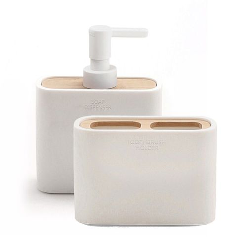 ENSEMBLE D'ACCESSOIRES DE SALLE DE BAINS 2 PCS. BAMBOU BLANC | ALISSO