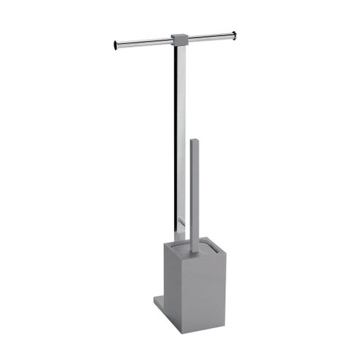 COLONNE AVEC DOUBLE PORTE-ROULEAU DE PAPIER TOILETTE ET PORTE-BROSSE GRIS | ARCOBALENO