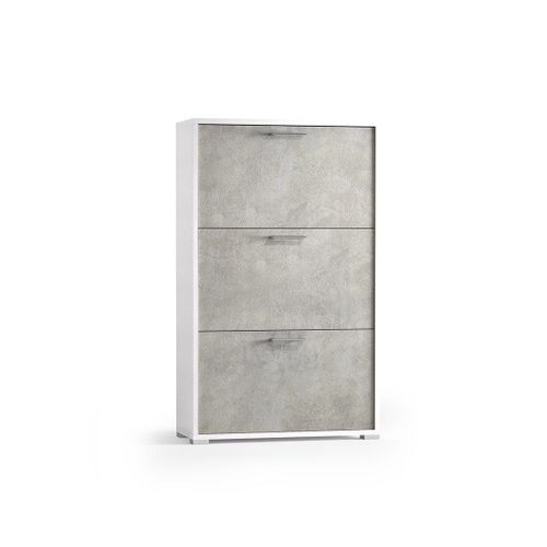 Meuble À Chaussures Design Blanc Peu Encombrant Avec Portes En Béton
