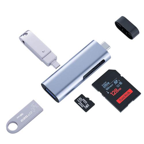 Lecteur de carte SD, lecteur de carte Micro Tf Compact Flash avec 3 en 1 /  type C / micro adaptateur USB et fonction otg lecteur de carte mémoire  portable pour Macbook, PC
