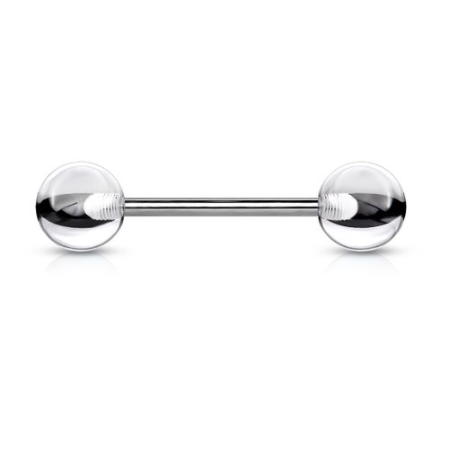 Piercings Langue Filetage Externe Titane Inoxydable Anti Allergique Barbell Lubin Transparent
