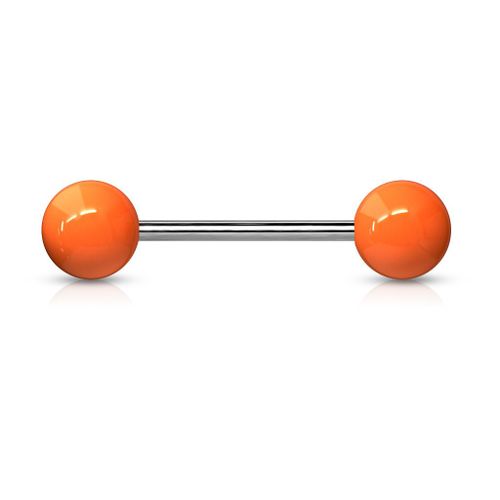 Piercings Langue Filetage Externe Titane Inoxydable Anti Allergique Barbell Lubin Orange