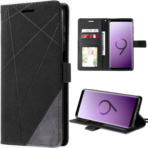 Coque Pour Samsung Galaxy S9 - Housse Rabat Effet Cuir Élégant Noir - E.F.Connection