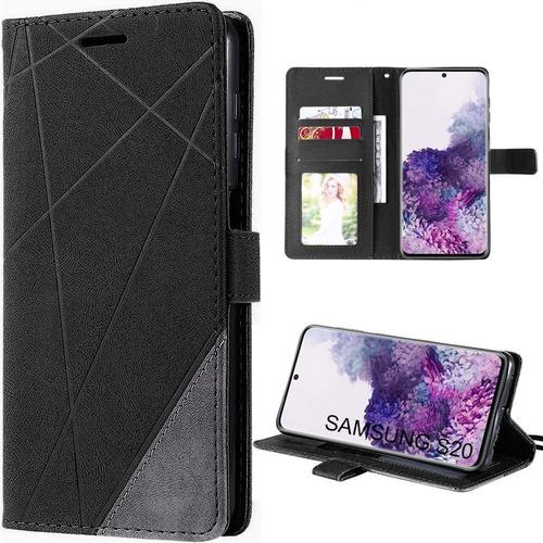 Coque Pour Samsung Galaxy S20 Anti-Rayures Antichoc Protection Synthécuir Noir - E.F.Connection